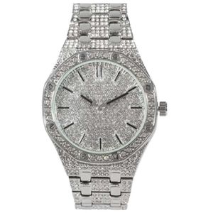 Silver Diamond Octagonal Watch Luxary Iced Out AP